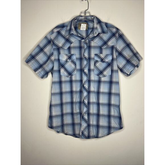 Wrangler Men’s Western Button Up Shirt Medium Plaid Pearl Snap Rodeo Cowboy - Picture 1 of 8